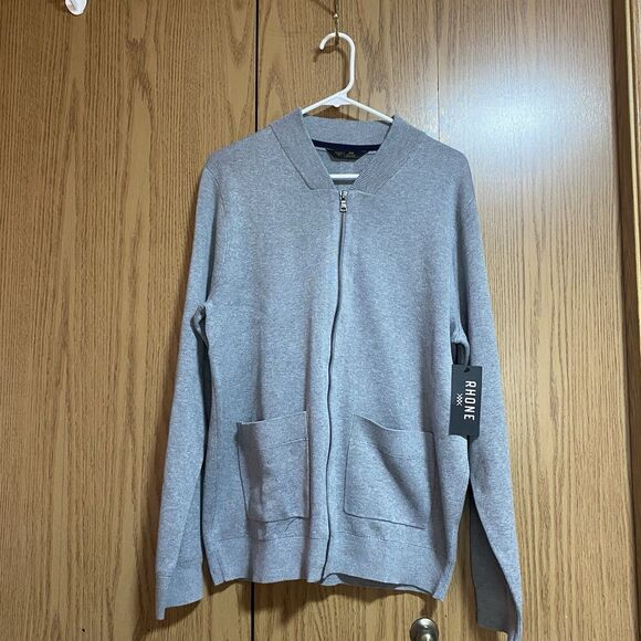 NWT Rhône Navigator Knit Bomber Men’s Medium Jacket Grey - Picture 1 of 10